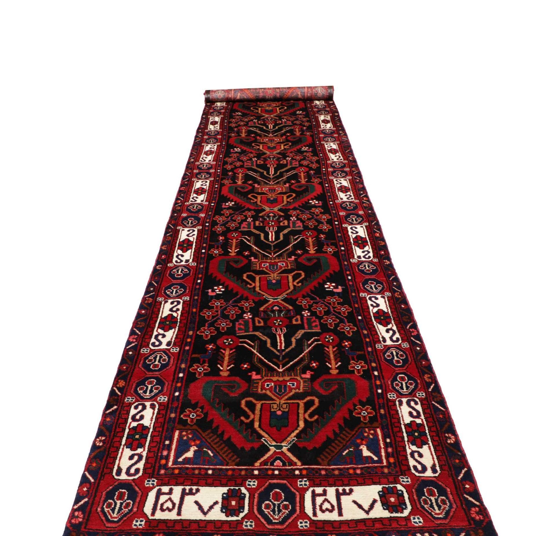 hamadan-teppich-105-x-477cm-schurwolle-herati-muster-handgeknupft-3 Hamadan Herati Perserteppich aus Iran, 105 × 477 cm