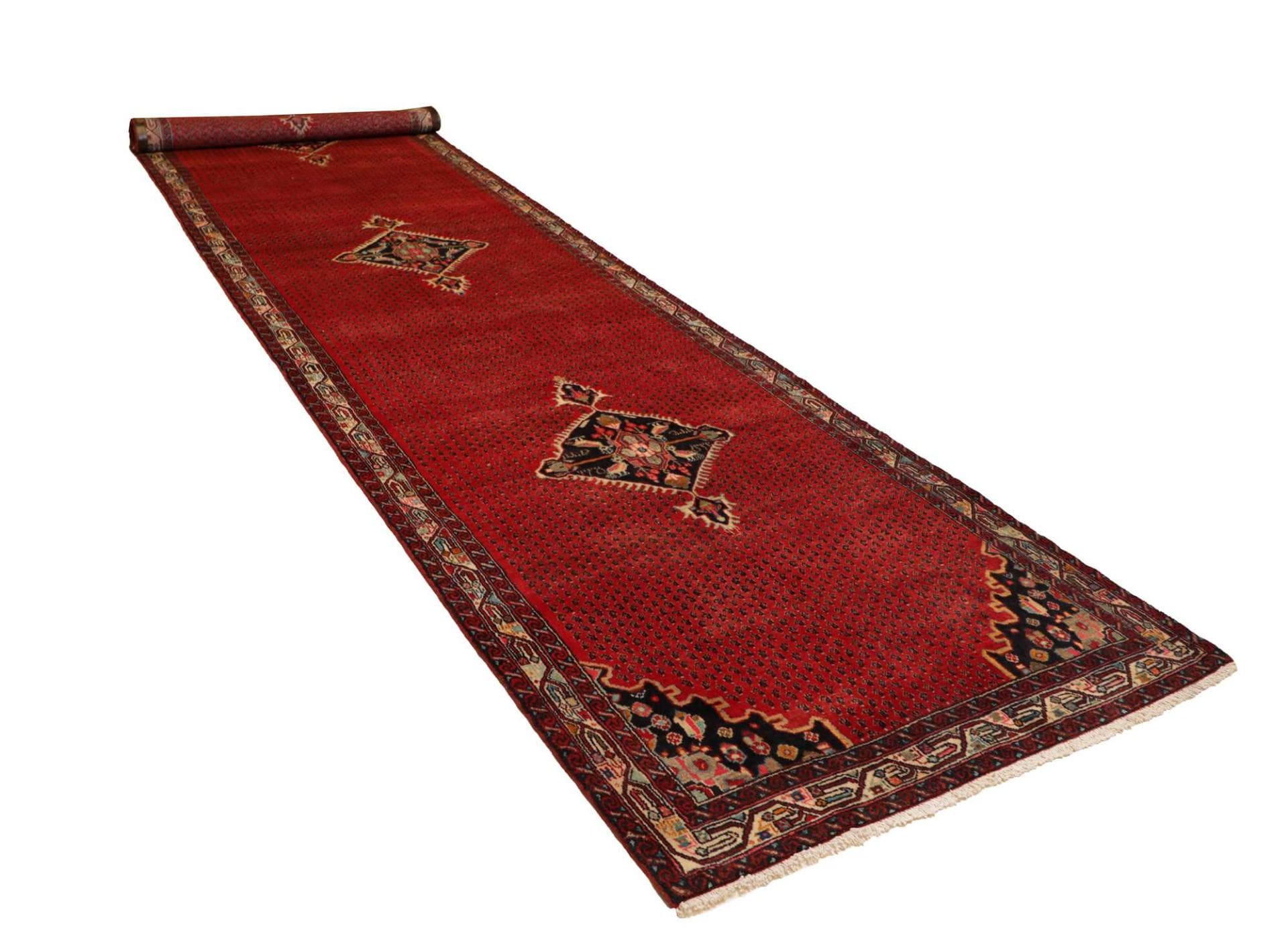 hamadan-teppich-133-x-500-cm-herati-muster-handgeknupft-perserteppich-2 Handgeknüpfter Hamadan Herati Perserteppich 133 × 500 cm