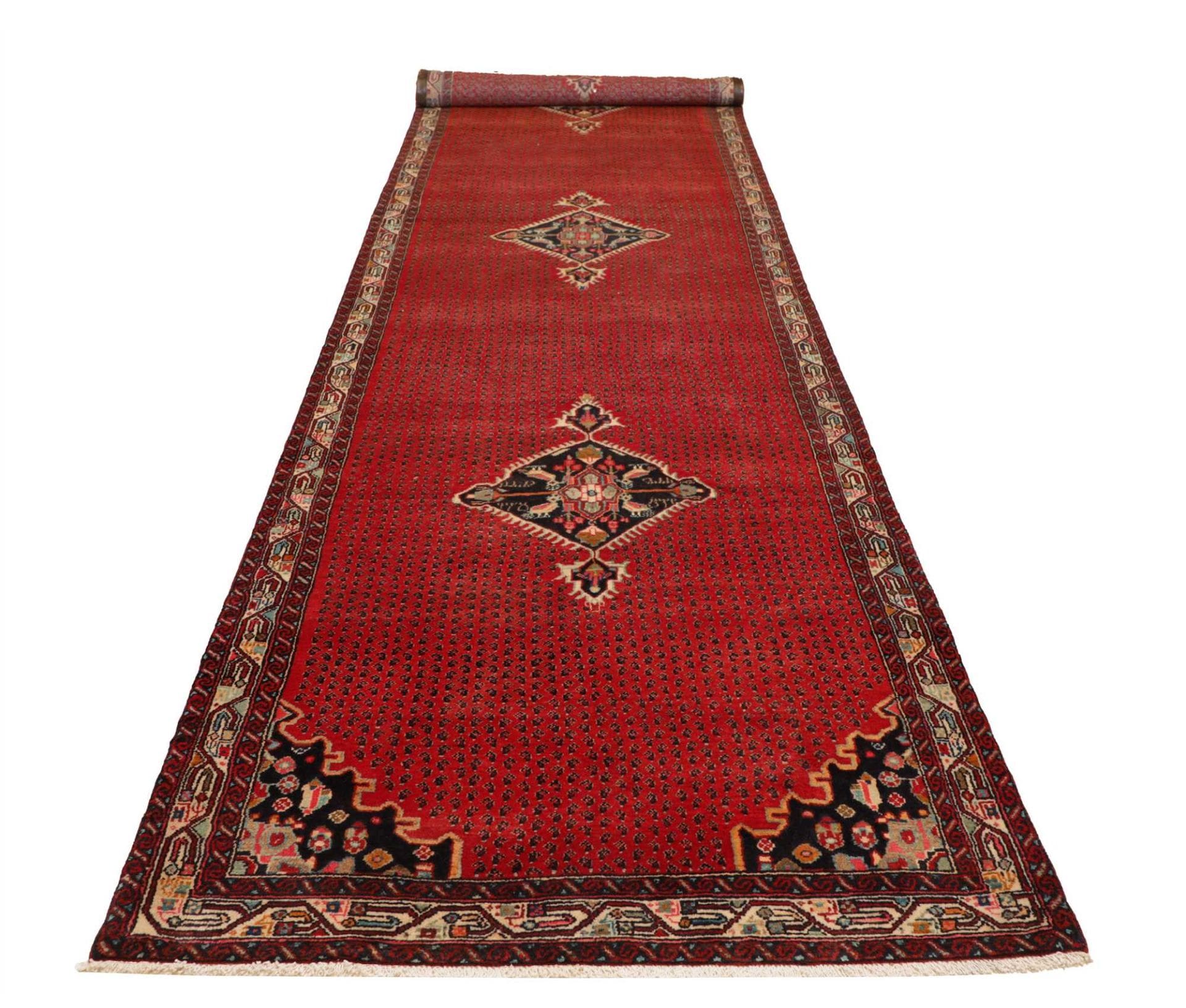 hamadan-teppich-133-x-500-cm-herati-muster-handgeknupft-perserteppich-3 Handgeknüpfter Hamadan Herati Perserteppich 133 × 500 cm