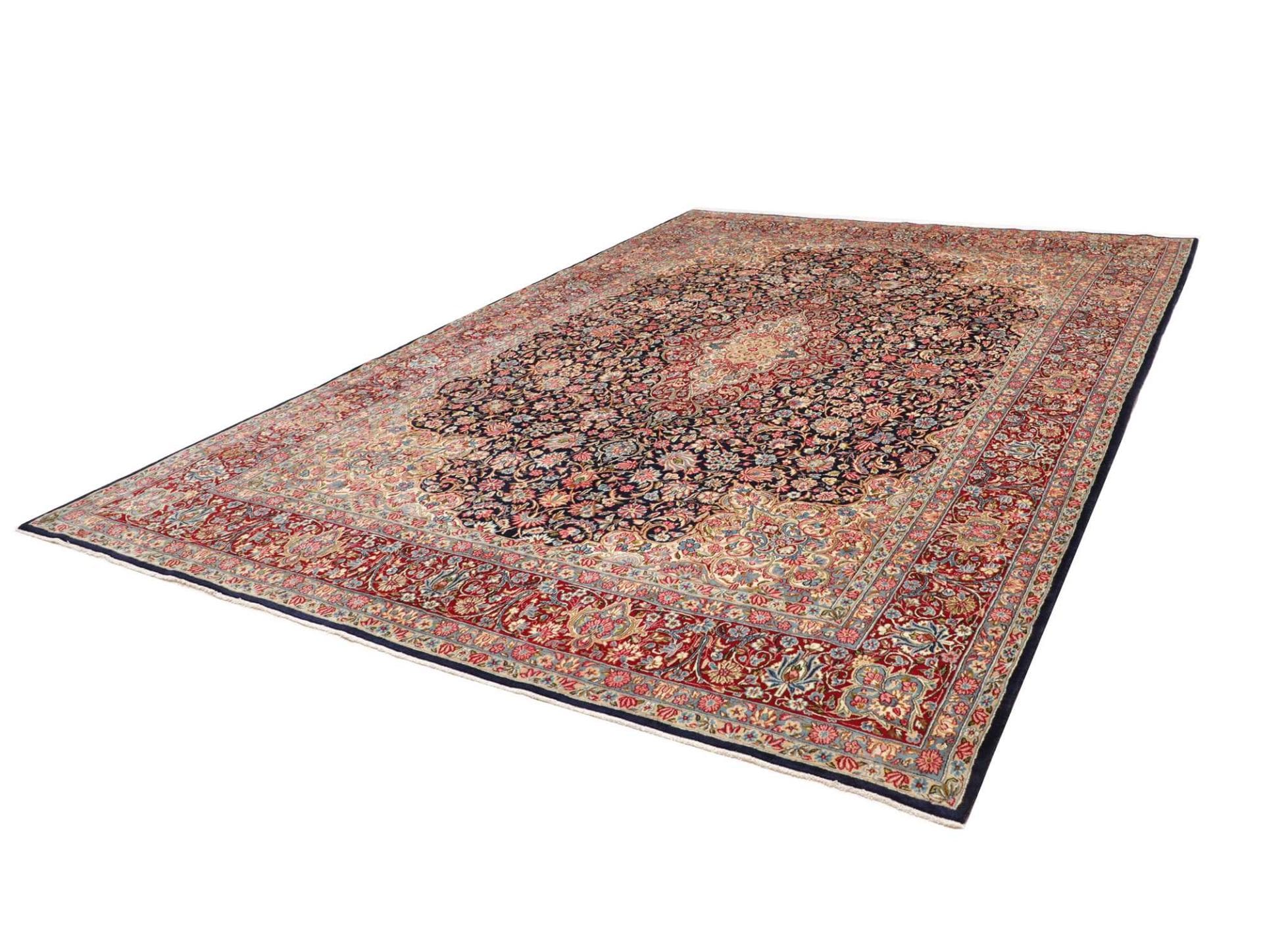orientteppich-kirman-275-x-387cm-florale-muster-handgeknupft-1 Kerman Perserteppich 275 × 387 cm aus Wolle, handgeknüpft