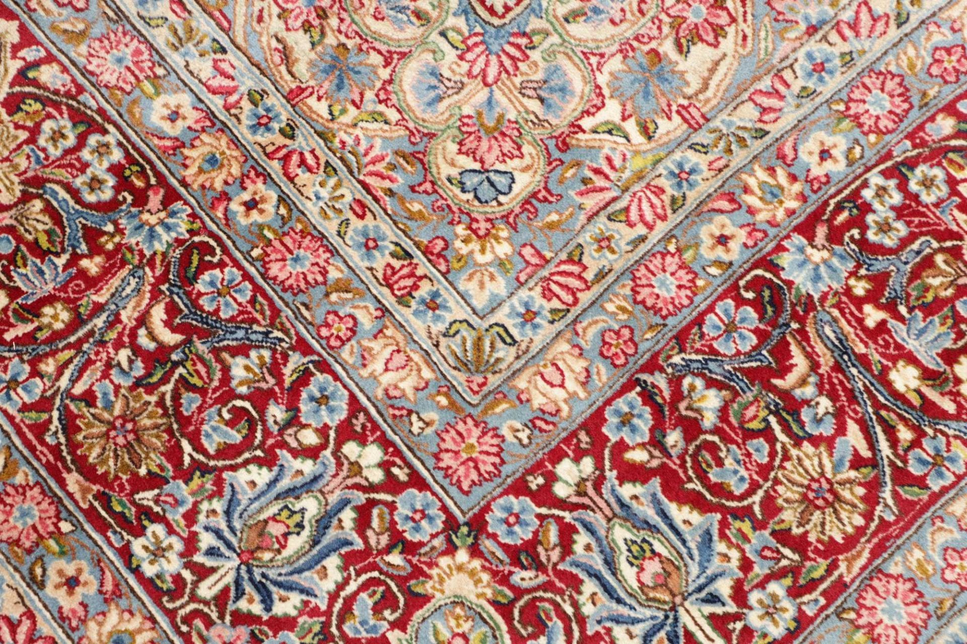 orientteppich-kirman-275-x-387cm-florale-muster-handgeknupft-5 Kerman Perserteppich 275 × 387 cm aus Wolle, handgeknüpft