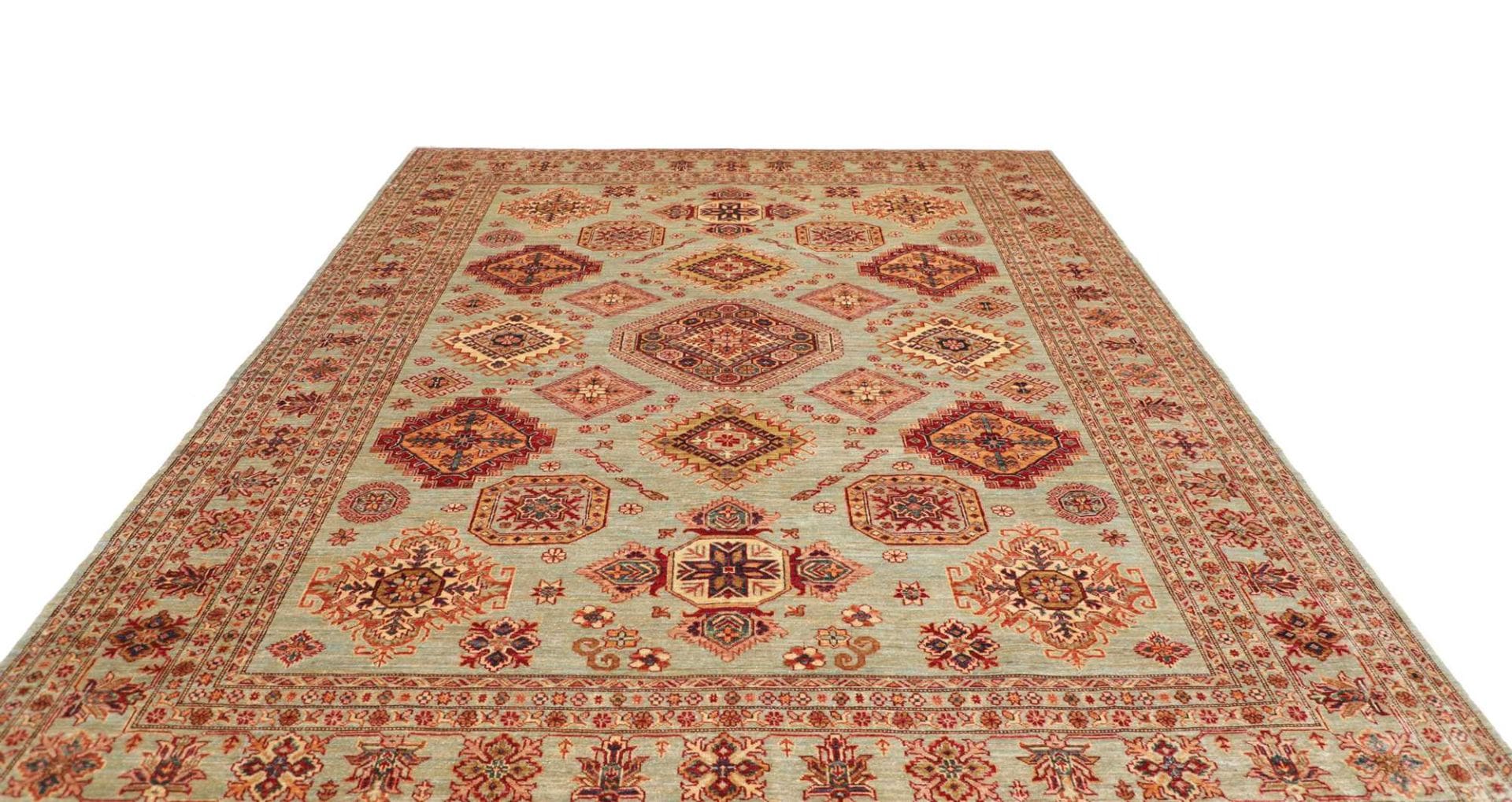 kazak-teppich-253-x-310cm-handgeknupft-geometrisches-muster-3 Kazak Orientteppich aus Pakistan, 253 × 310 cm