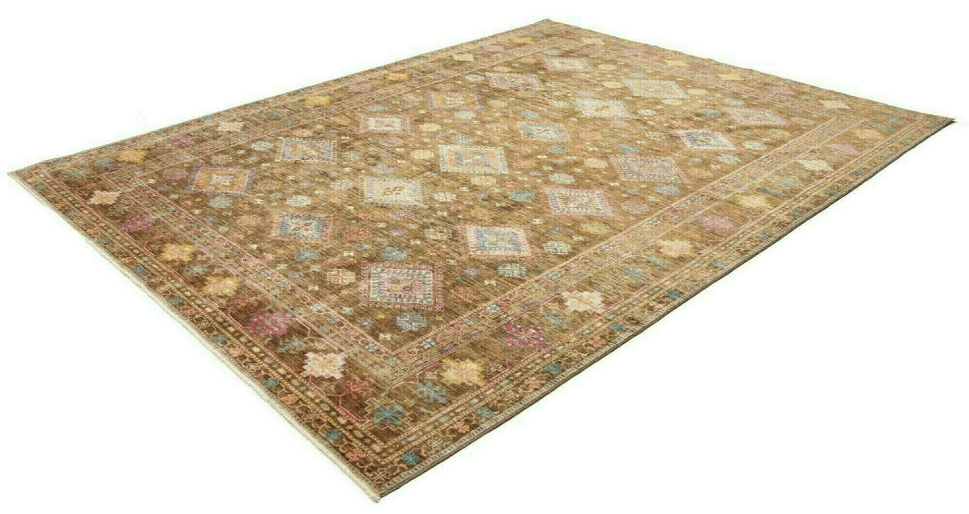kazak-teppich-244-x-313cm-geometrisches-muster-handgeknupft-1 Kazak Orientteppich 244 × 313 cm aus Wolle, handgeknüpft