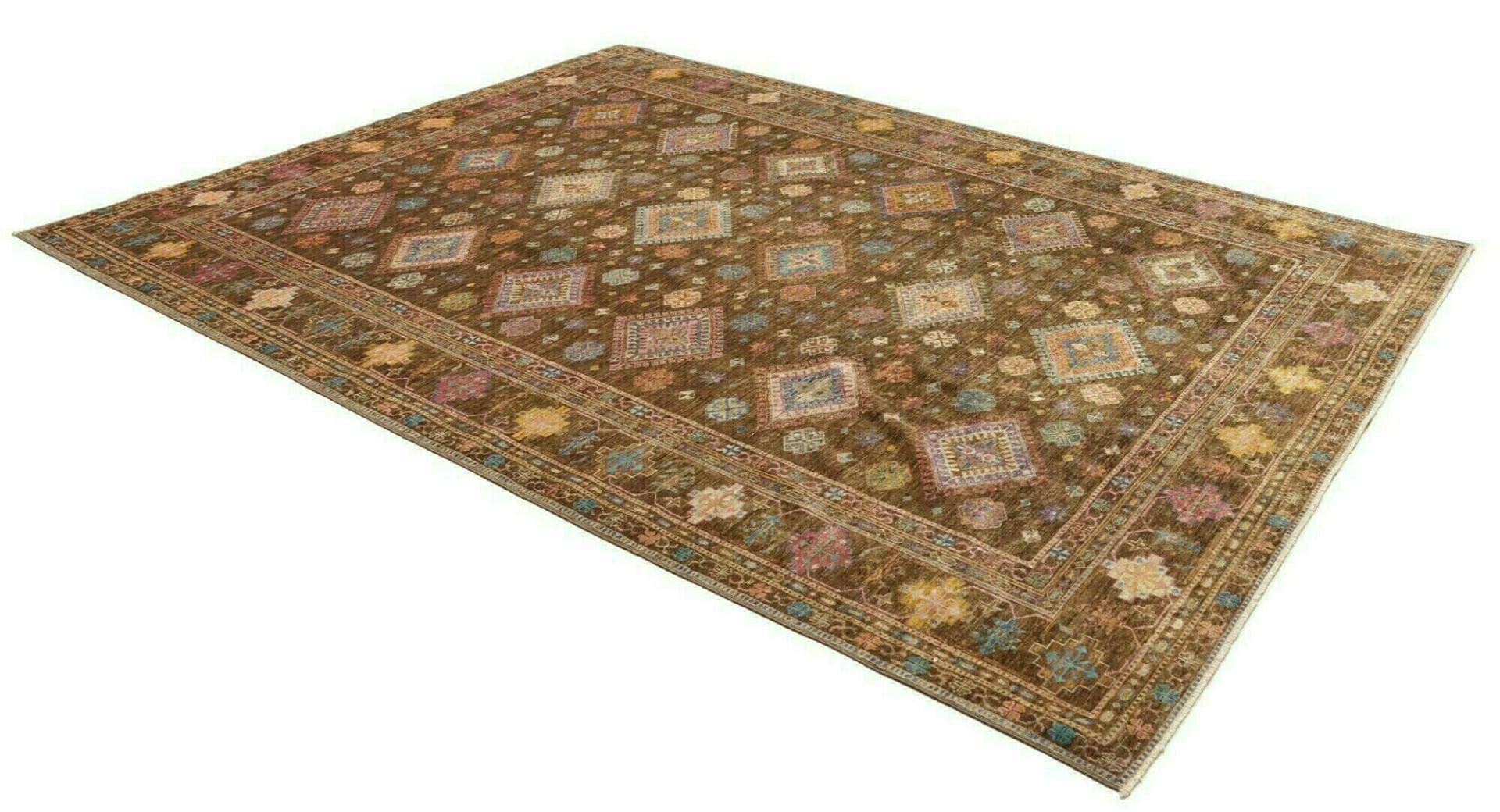 kazak-teppich-244-x-313cm-geometrisches-muster-handgeknupft-2 Kazak Orientteppich 244 × 313 cm aus Wolle, handgeknüpft