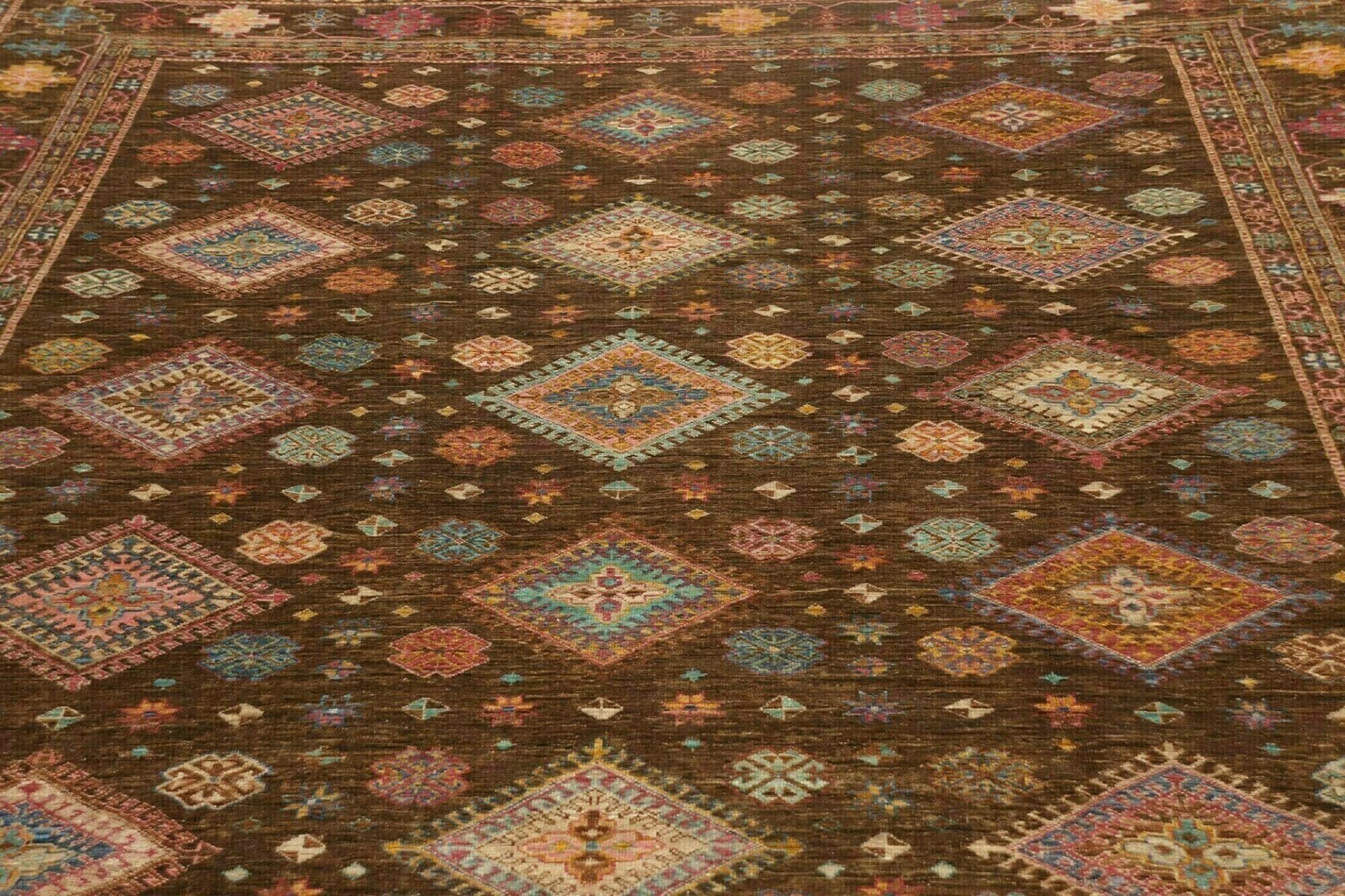 kazak-teppich-244-x-313cm-geometrisches-muster-handgeknupft-7 Kazak Orientteppich 244 × 313 cm aus Wolle, handgeknüpft