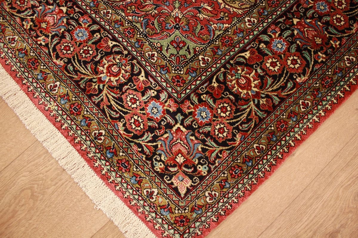 Perser Teppich Ghom Seidenteppich 206×137 cm Beige, handgeknüpft