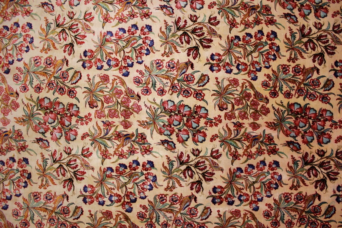 Ghom Seidenteppich 210×138 cm Beige, harmonische Naturfarben, handgeknüpft