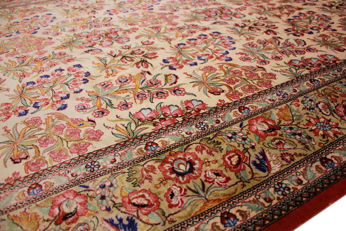 Ghom Seidenteppich 210×138 cm Beige, harmonische Naturfarben, handgeknüpft