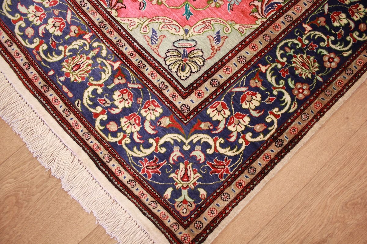 Perser Teppich Ghom Seidenteppich 192×136 cm Beige, handgeknüpft