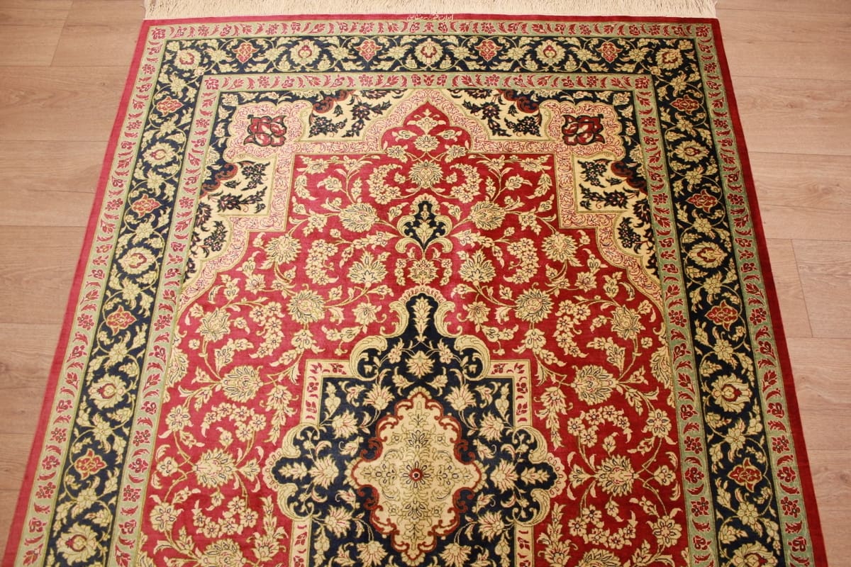 perser-teppich-gom-seidenteppich-207x136-cm-naturfarben-handgeknupft-2 Handgeknüpfter Ghom Perserteppich, Wolle