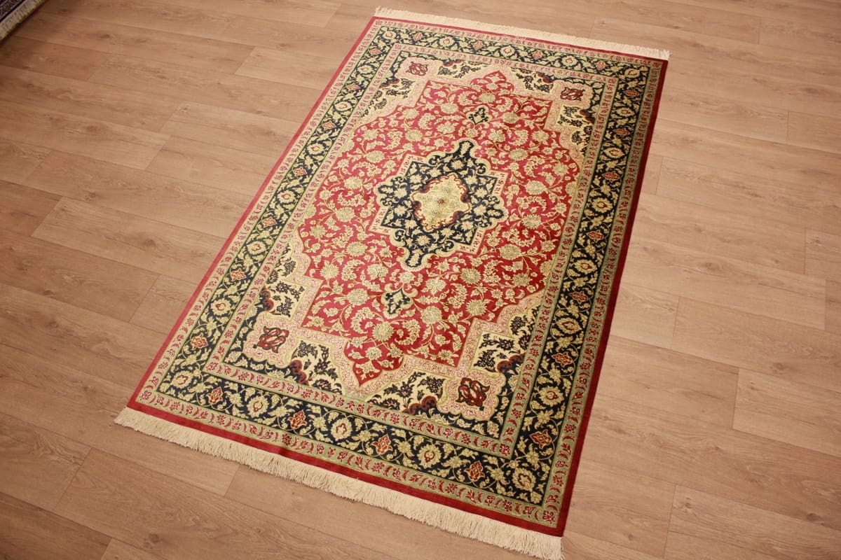 perser-teppich-gom-seidenteppich-207x136-cm-naturfarben-handgeknupft-3 Handgeknüpfter Ghom Perserteppich, Wolle