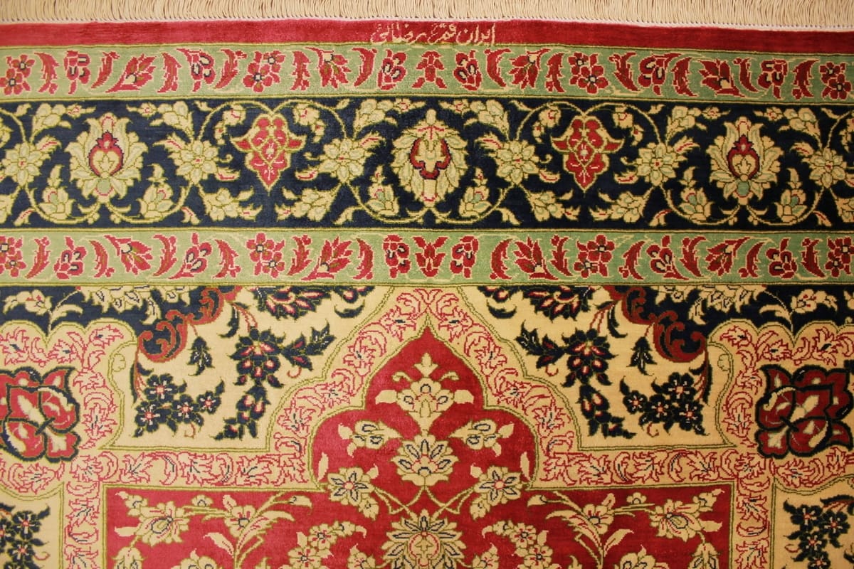 perser-teppich-gom-seidenteppich-207x136-cm-naturfarben-handgeknupft-8 Handgeknüpfter Ghom Perserteppich, Wolle