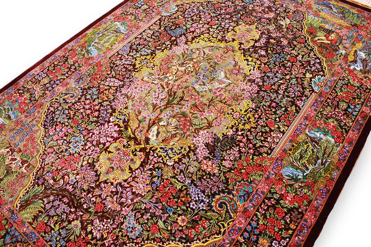 seidenteppich-ghom-153x103-cm-rot-harmonische-naturfarben-handgeknupft-6 Ghom Perserteppich aus Iran