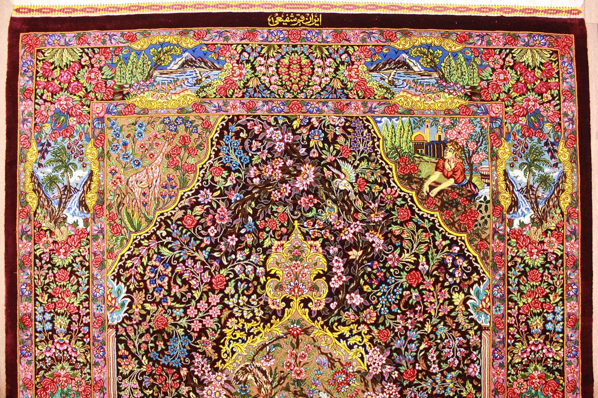 seidenteppich-ghom-153x103-cm-rot-harmonische-naturfarben-handgeknupft-7 Ghom Perserteppich aus Iran