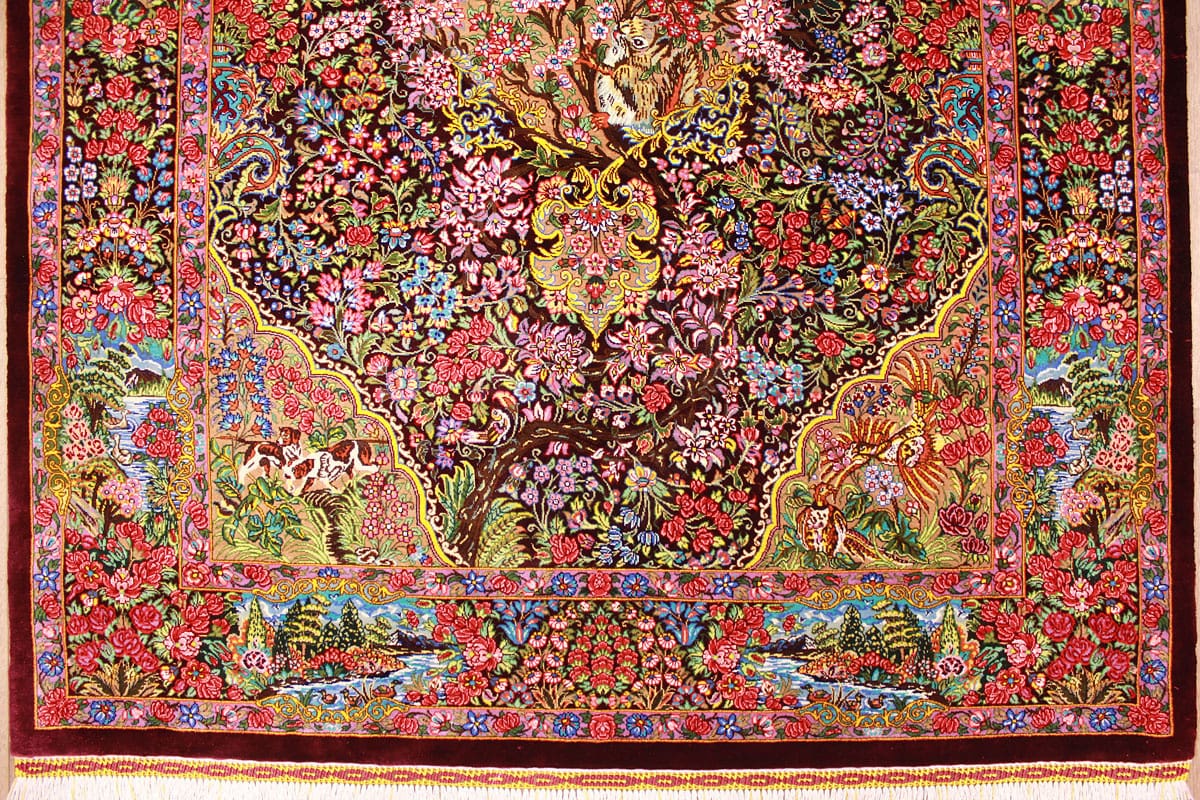 seidenteppich-ghom-153x103-cm-rot-harmonische-naturfarben-handgeknupft-8 Ghom Perserteppich aus Iran