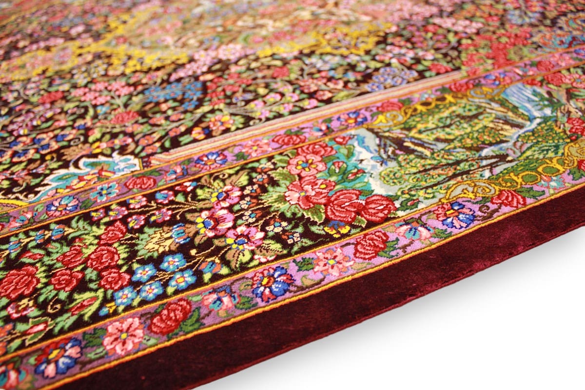 seidenteppich-ghom-153x103-cm-rot-harmonische-naturfarben-handgeknupft-9 Ghom Perserteppich aus Iran