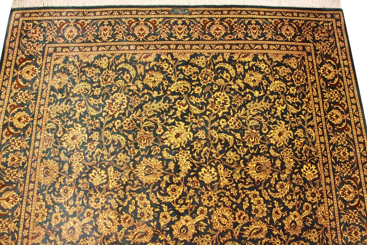 Perser Teppich Ghom Seidenteppich „Milad“ 151×100 cm, handgeknüpft