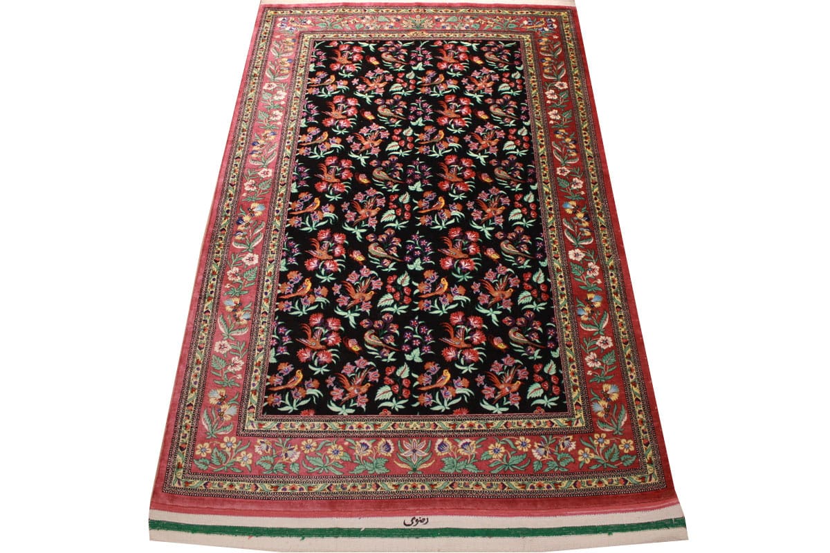 seidenteppich-ghom-154x101-cm-blau-naturfarben-handgeknupft-2 Ghom Perserteppich aus Iran