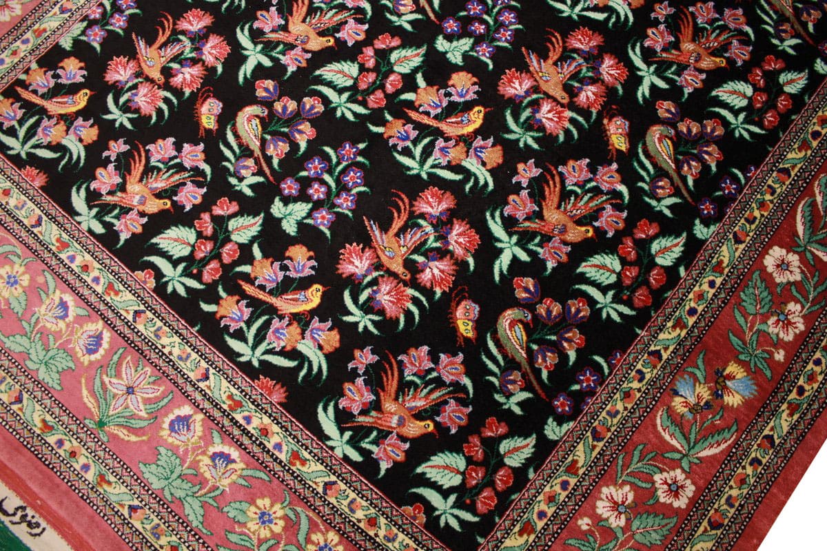 seidenteppich-ghom-154x101-cm-blau-naturfarben-handgeknupft-5 Ghom Perserteppich aus Iran