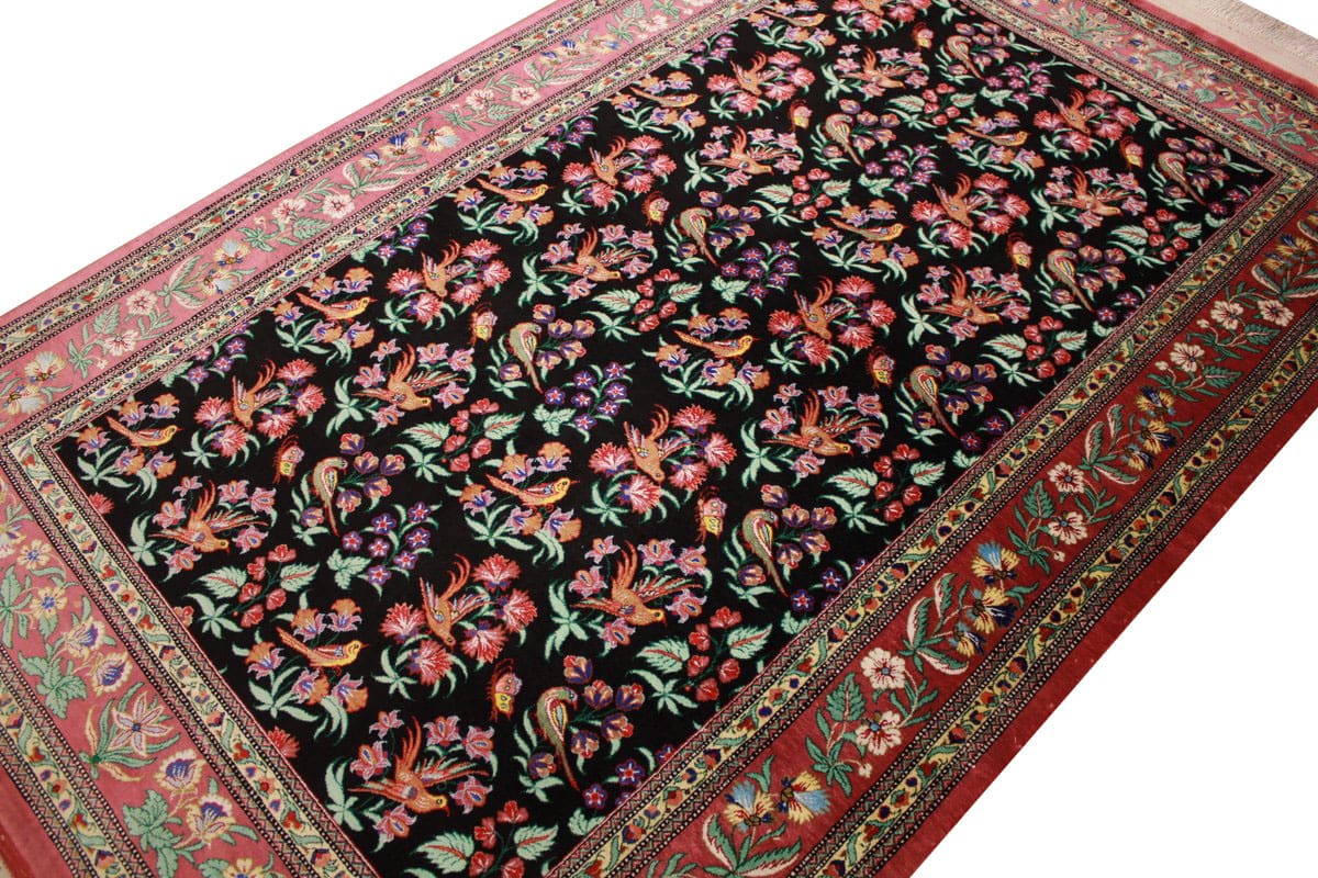seidenteppich-ghom-154x101-cm-blau-naturfarben-handgeknupft-6 Ghom Perserteppich aus Iran