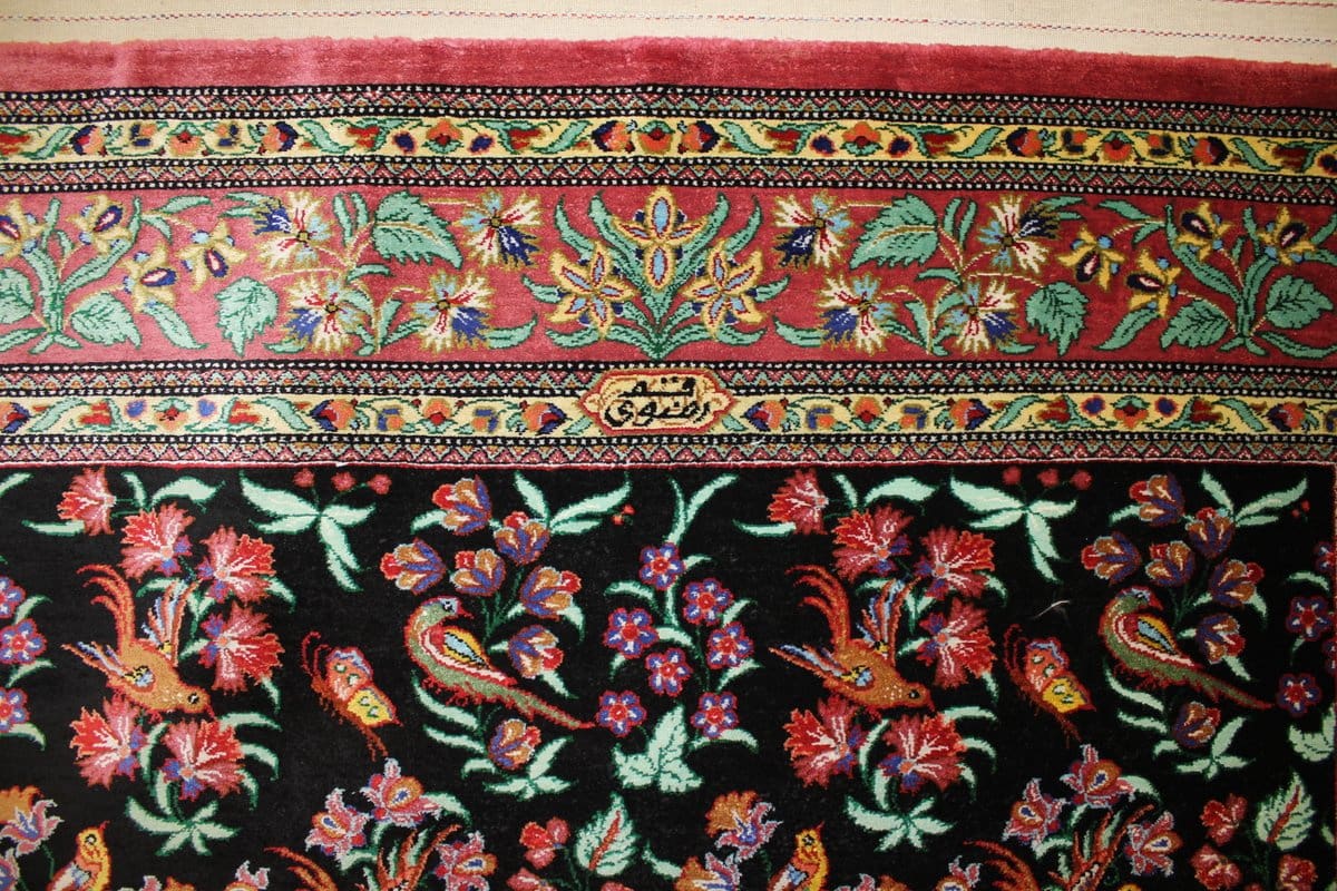 seidenteppich-ghom-154x101-cm-blau-naturfarben-handgeknupft-7 Ghom Perserteppich aus Iran