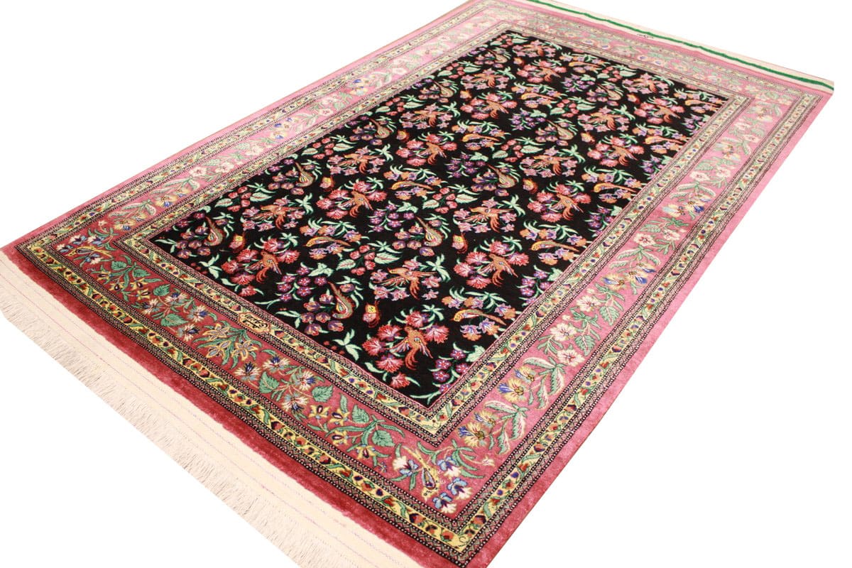seidenteppich-ghom-154x101-cm-blau-naturfarben-handgeknupft-9 Ghom Perserteppich aus Iran