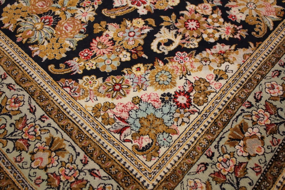 seidenteppich-ghom-154x101-cm-naturfarbene-motive-handgeknupft-5 Handgeknüpfter Ghom Perserteppich, Seide
