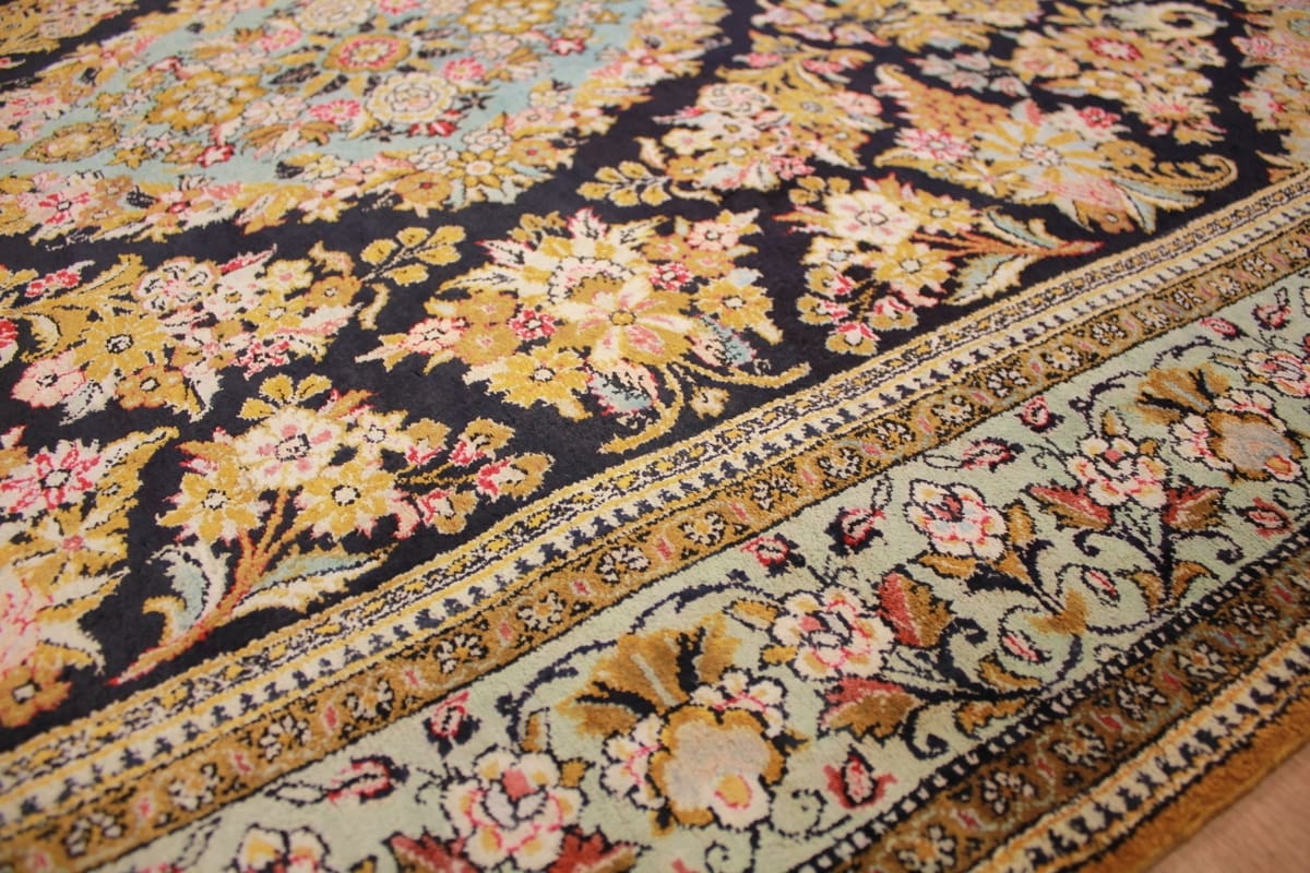 seidenteppich-ghom-154x101-cm-naturfarbene-motive-handgeknupft-8 Handgeknüpfter Ghom Perserteppich, Seide