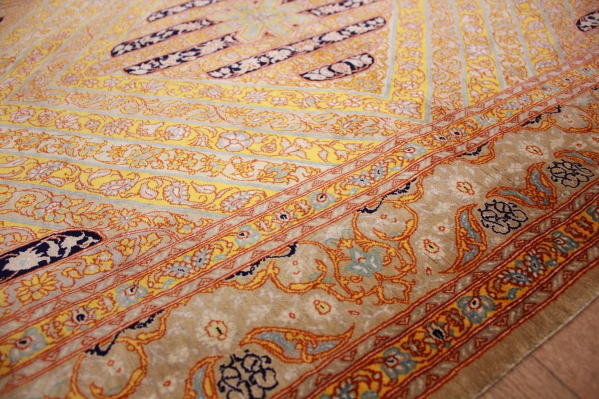 ghom-seidenteppich-149x99-cm-gold-harmonische-naturfarben-handgeknupft-8 Ghom Seidenteppich 149×99 cm Gold, harmonische Naturfarben, handgeknüpft
