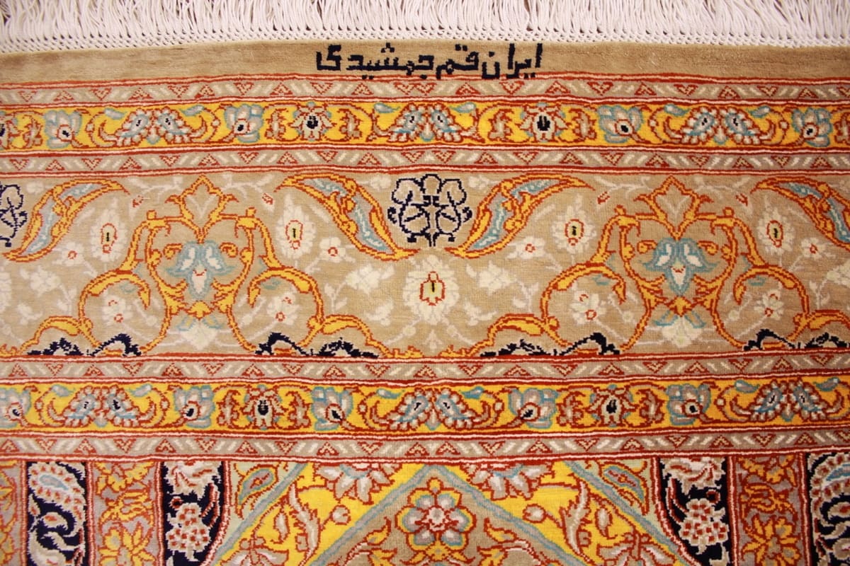 ghom-seidenteppich-149x99-cm-gold-harmonische-naturfarben-handgeknupft-9 Ghom Seidenteppich 149×99 cm Gold, harmonische Naturfarben, handgeknüpft