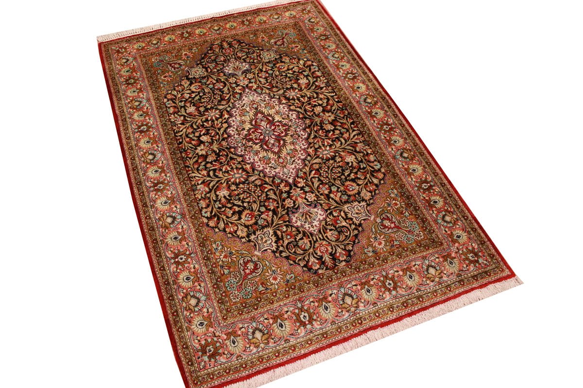 Alter Ghom Seidenteppich 166×106 cm, Naturfarben, handgeknüpft
