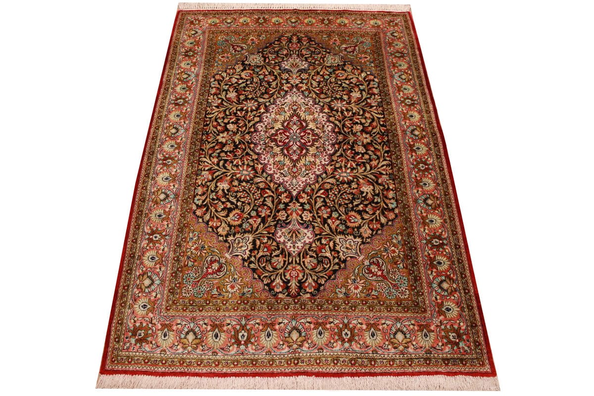 Alter Ghom Seidenteppich 166×106 cm, Naturfarben, handgeknüpft