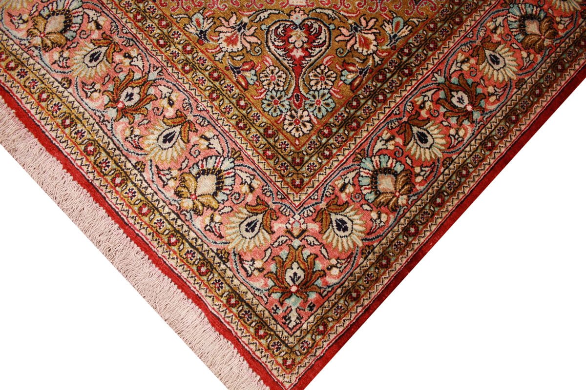 Alter Ghom Seidenteppich 166×106 cm, Naturfarben, handgeknüpft