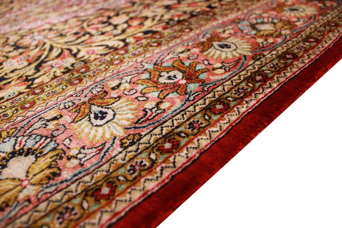 Alter Ghom Seidenteppich 166×106 cm, Naturfarben, handgeknüpft