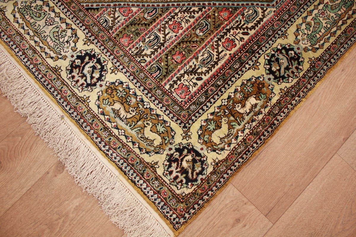 Alter Ghom Seidenteppich 170×114 cm, feine Muster, handgeknüpft