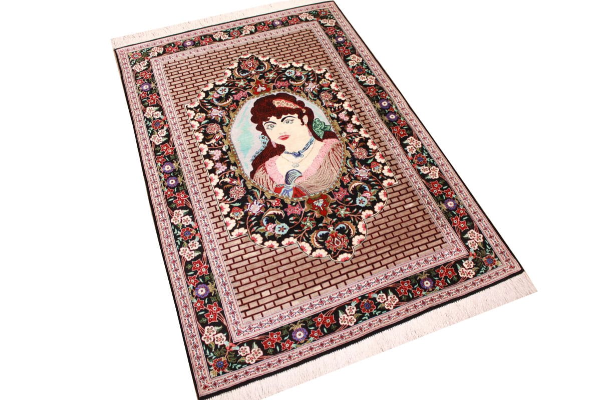 Wandteppich Ghom Seidenteppich 152×101 cm, harmonische Farben, handgeknüpft