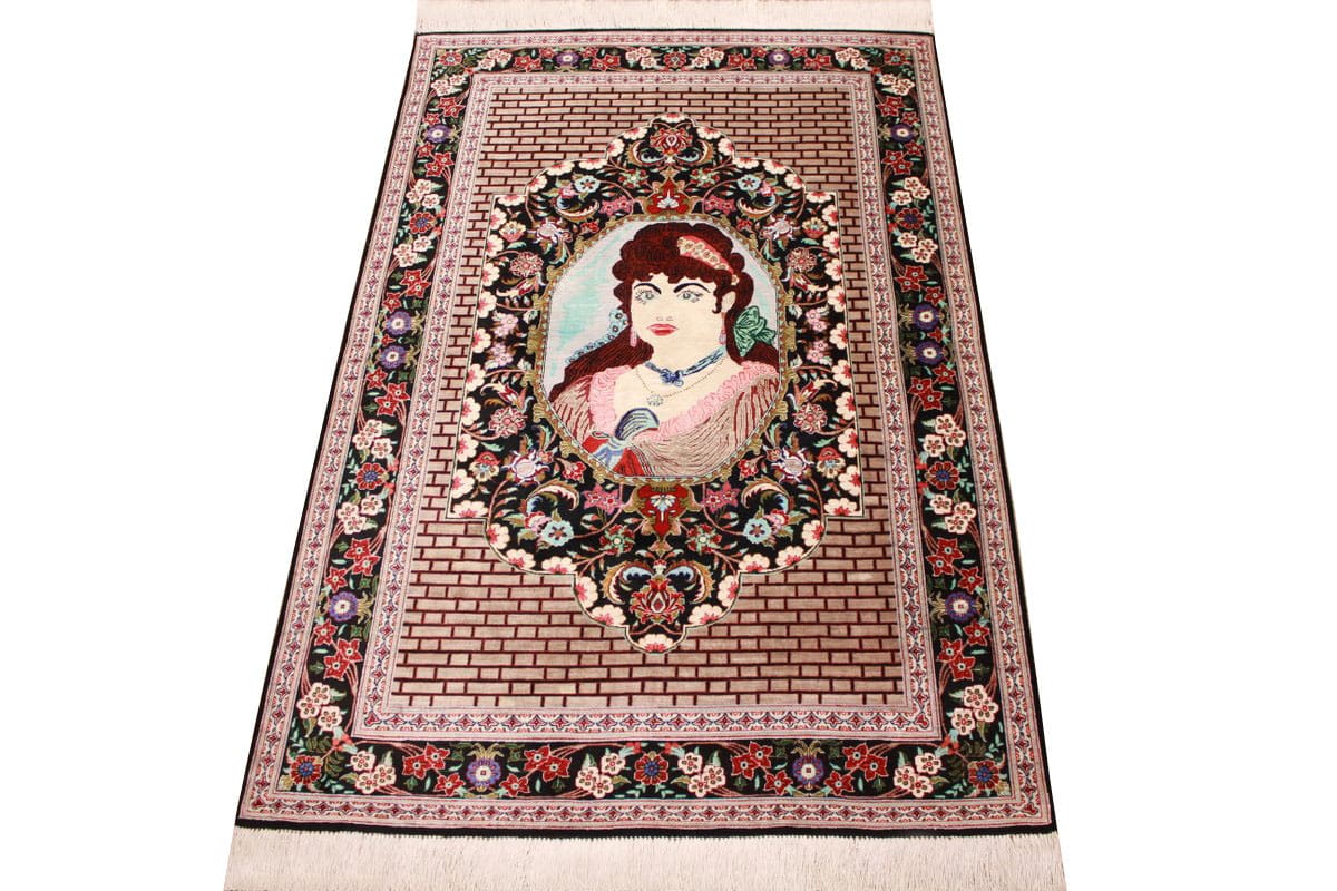 Wandteppich Ghom Seidenteppich 152×101 cm, harmonische Farben, handgeknüpft