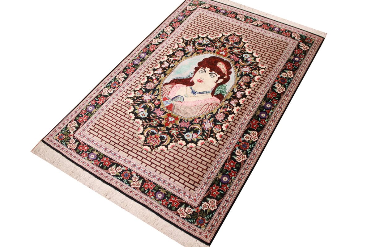 Wandteppich Ghom Seidenteppich 152×101 cm, harmonische Farben, handgeknüpft