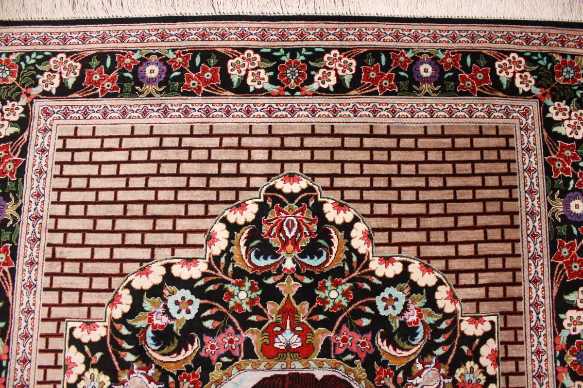 Wandteppich Ghom Seidenteppich 152×101 cm, harmonische Farben, handgeknüpft