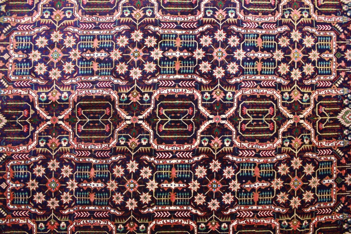 Ghom Seidenteppich Dunkelblau 147×103 cm, feingliedrig handgeknüpft