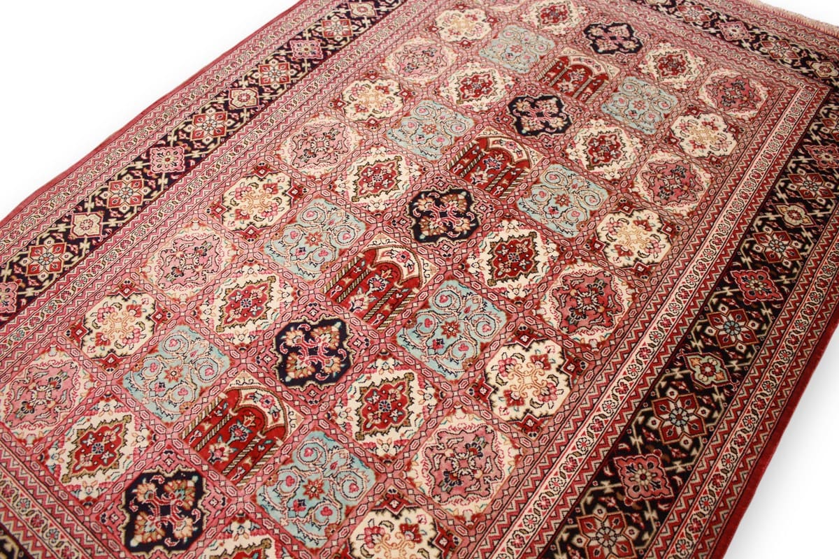 Perserteppich Ghom Seidenteppich 129×80 cm, handgeknüpft, Naturfarben
