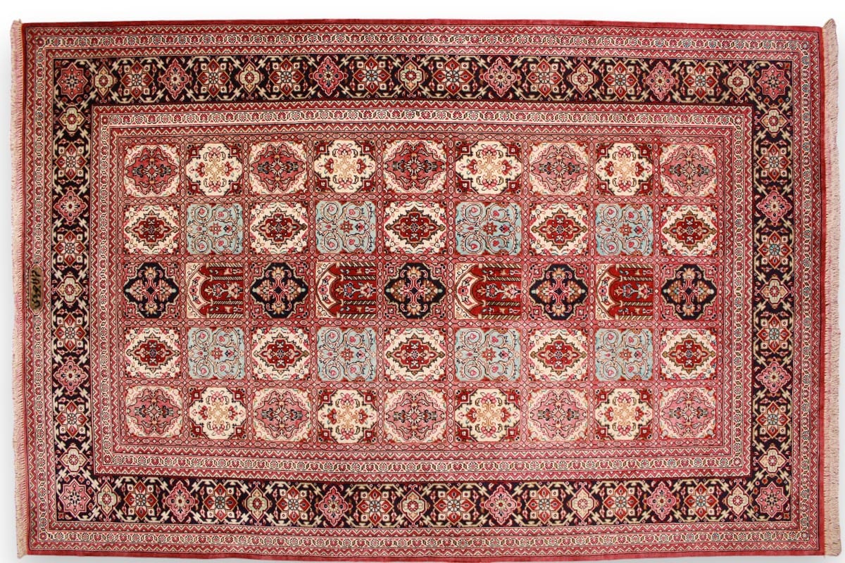 Perserteppich Ghom Seidenteppich 129×80 cm, handgeknüpft, Naturfarben