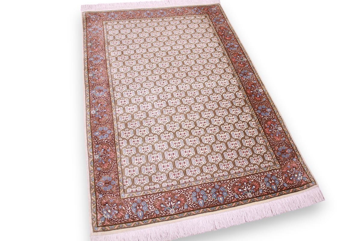 seiden-teppich-ghom-122x81-cm-beige-naturfarben-handgeknupft-1 Ghom Perserteppich aus Iran