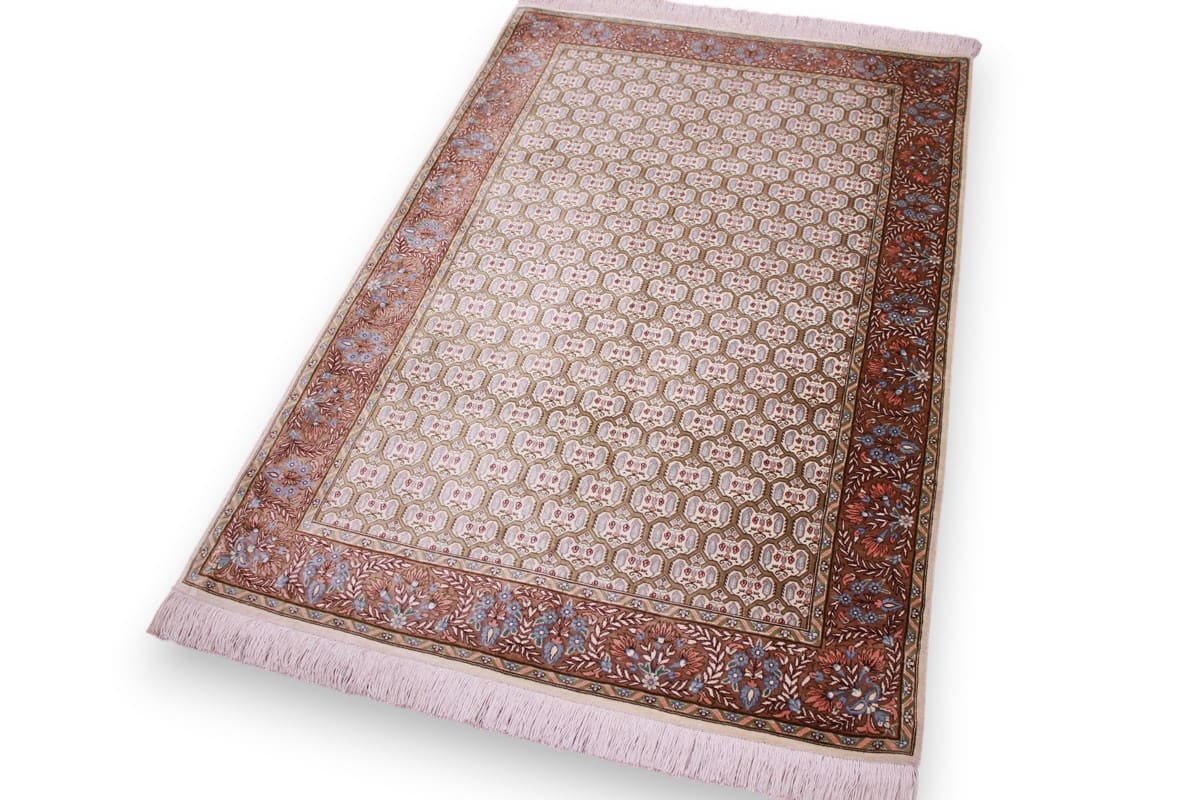seiden-teppich-ghom-122x81-cm-beige-naturfarben-handgeknupft-3 Ghom Perserteppich aus Iran