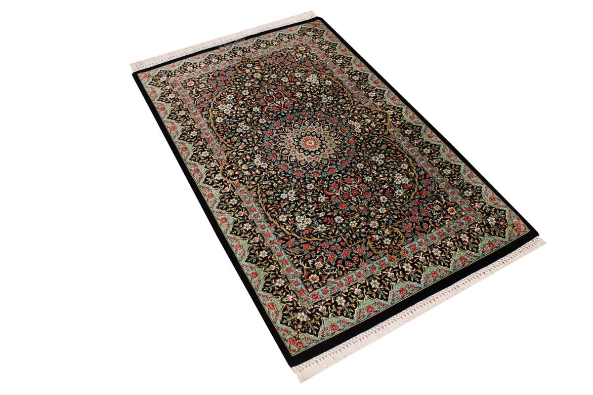 Ghom Seidenteppich 124×83 cm, meisterhaft geknüpft, Orientteppich