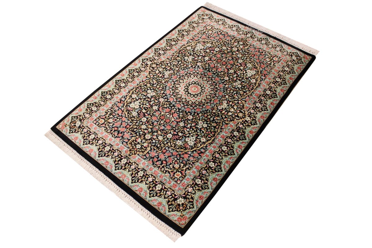 Ghom Seidenteppich 124×83 cm, meisterhaft geknüpft, Orientteppich