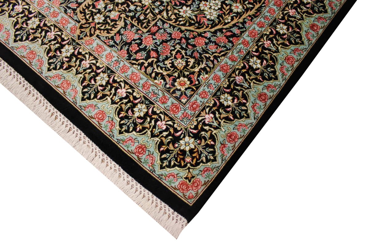 Ghom Seidenteppich 124×83 cm, meisterhaft geknüpft, Orientteppich