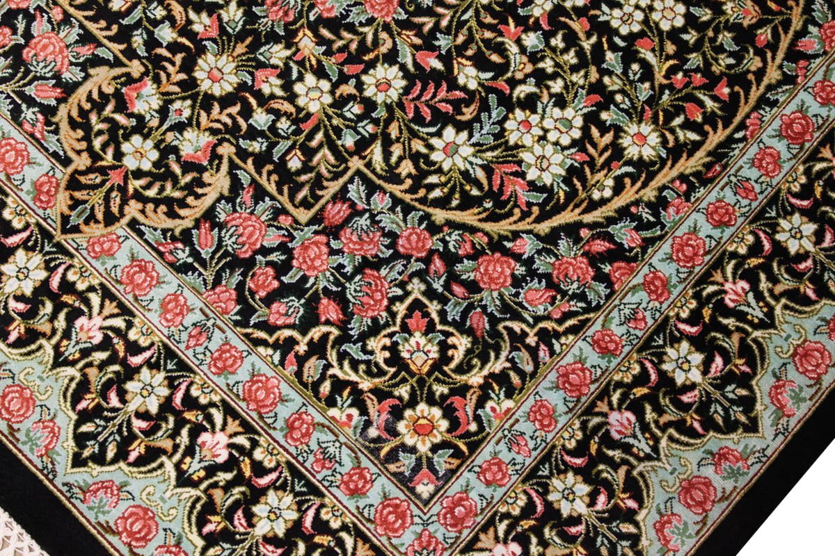 Ghom Seidenteppich 124×83 cm, meisterhaft geknüpft, Orientteppich