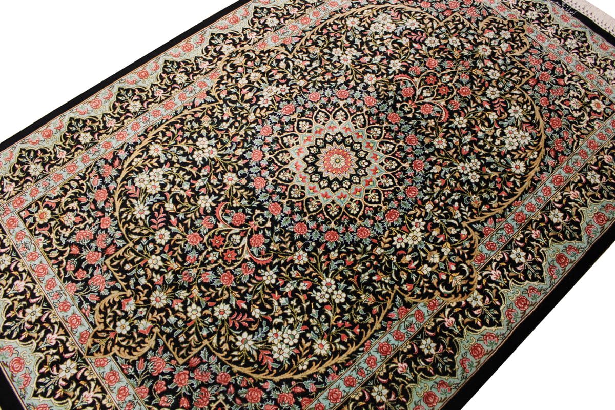 Ghom Seidenteppich 124×83 cm, meisterhaft geknüpft, Orientteppich