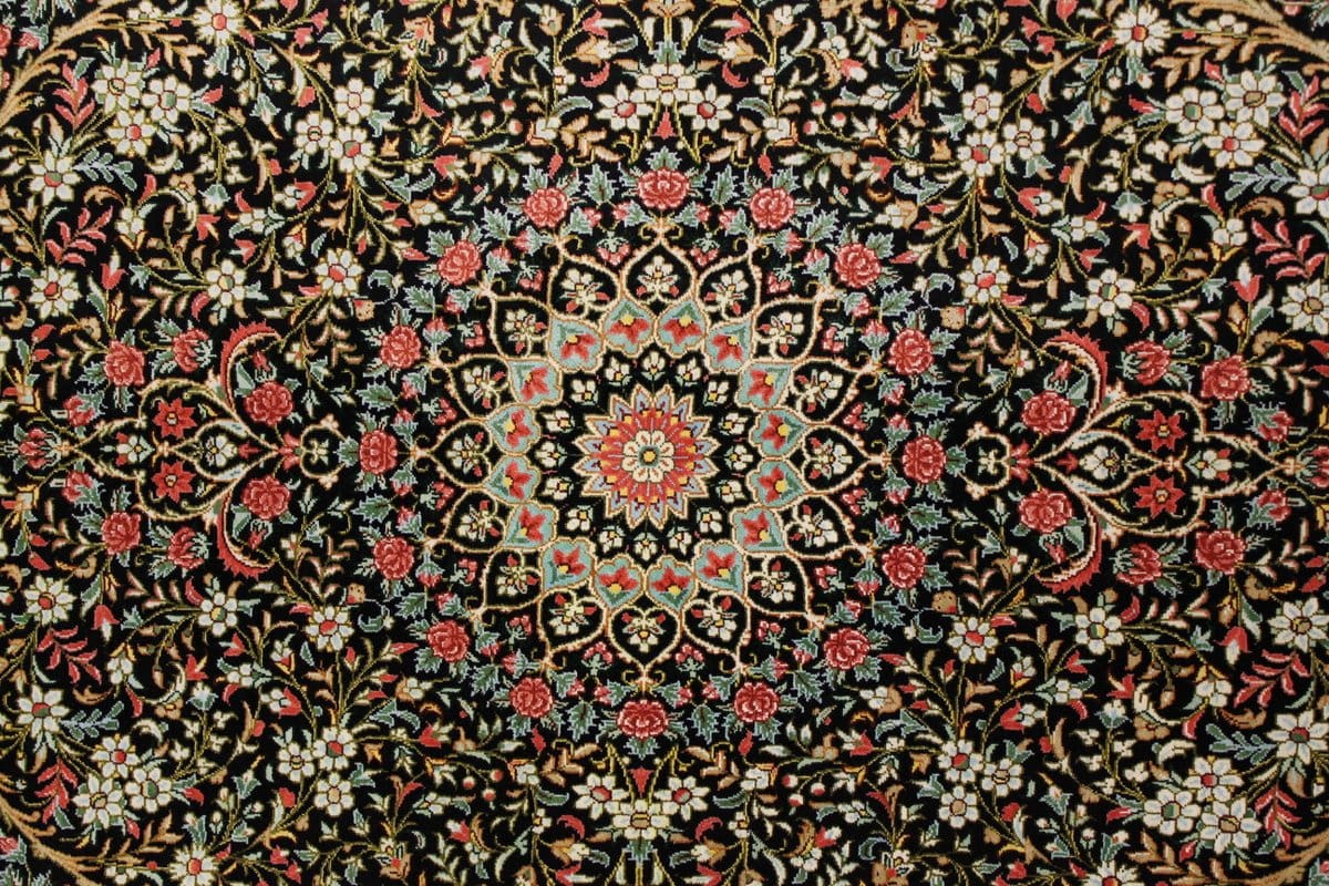 Ghom Seidenteppich 124×83 cm, meisterhaft geknüpft, Orientteppich